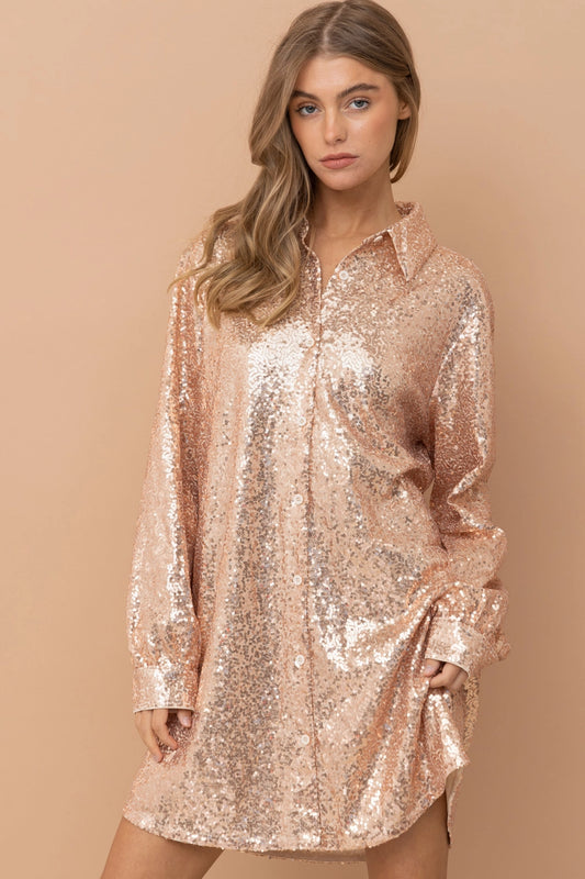 Sequin Shirt Dress