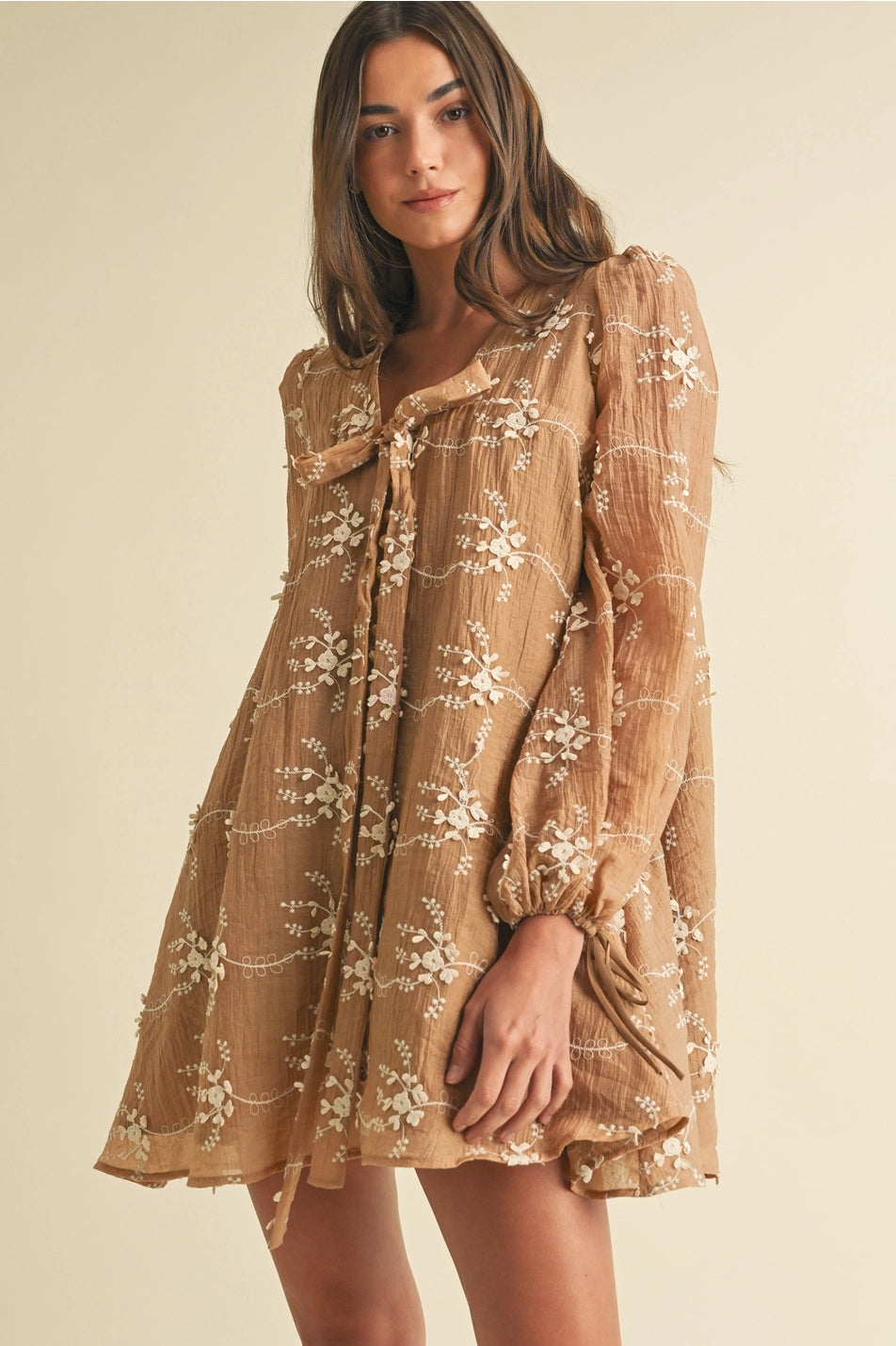 Sheer Floral Mini Dress