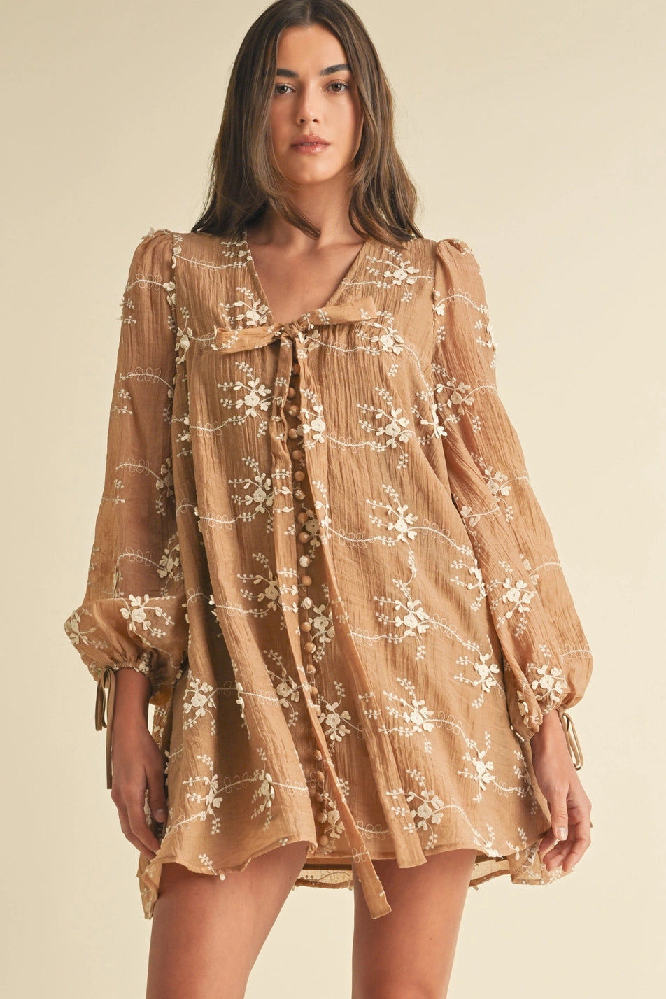 Sheer Floral Mini Dress