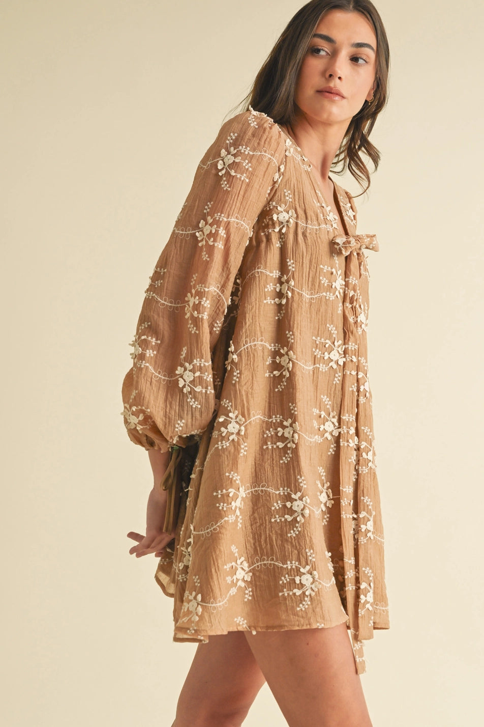 Sheer Floral Mini Dress