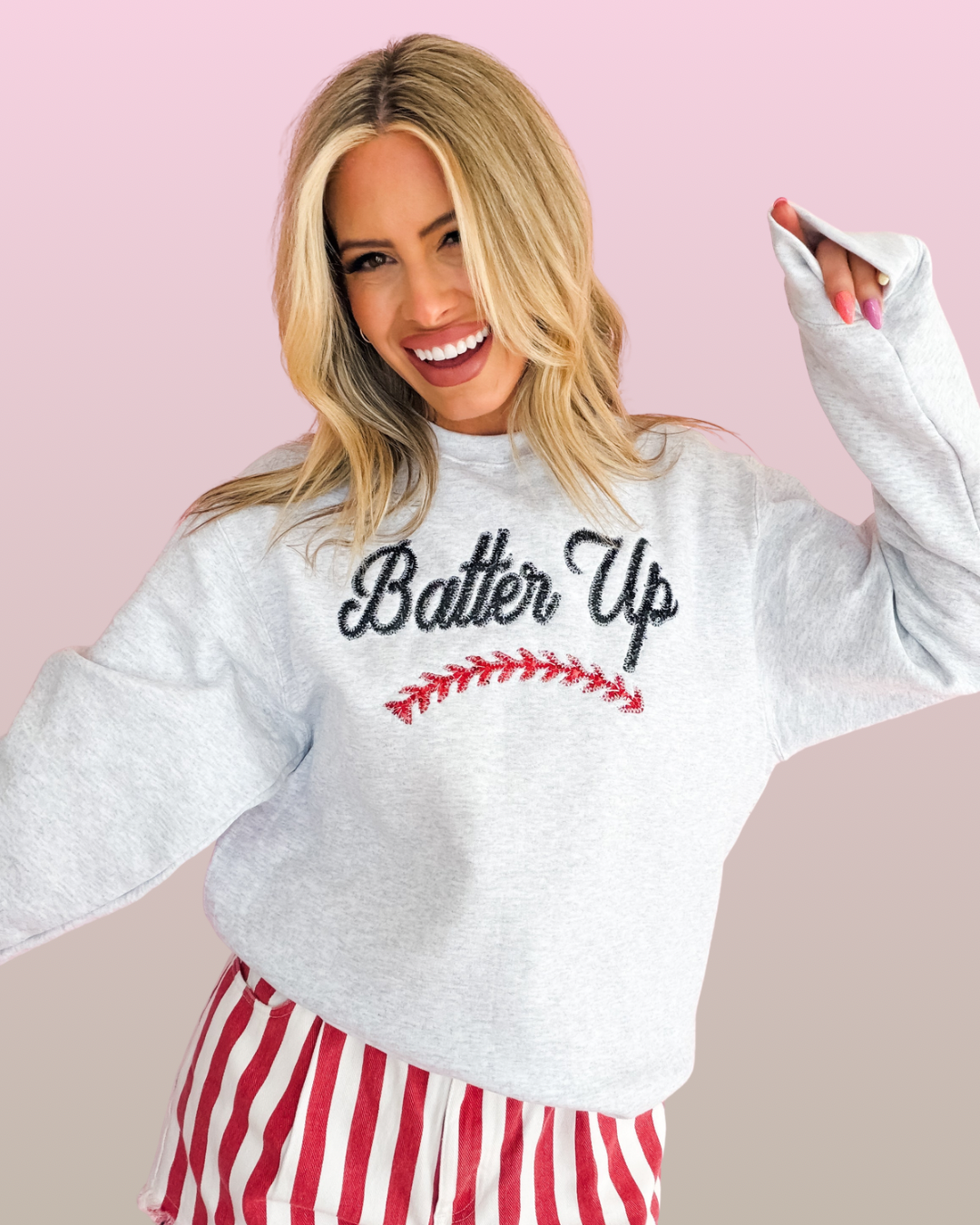 Womens Sequins Baseball Sweatshirt