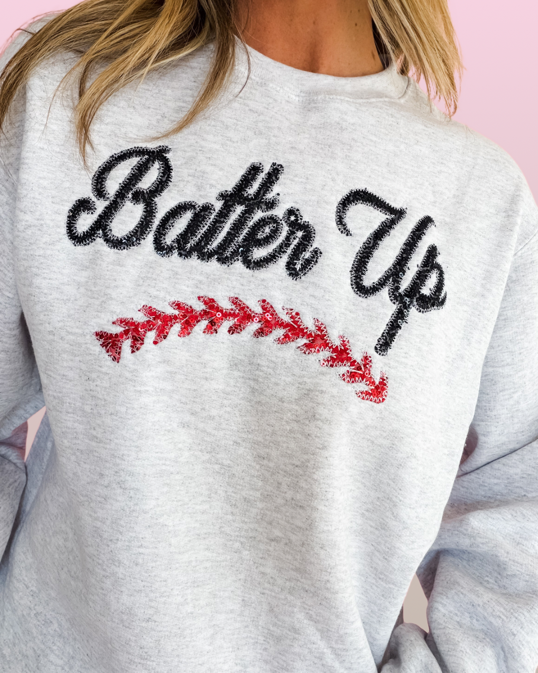 Womens Sequins Baseball Sweatshirt